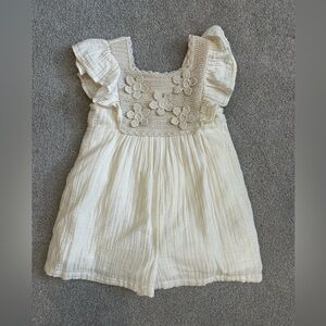 Zara Girls Cream Crochet Floral Romper